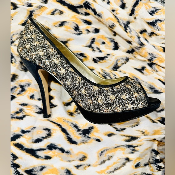 Caparros black and gold sparkling heels - Picture 5 of 10